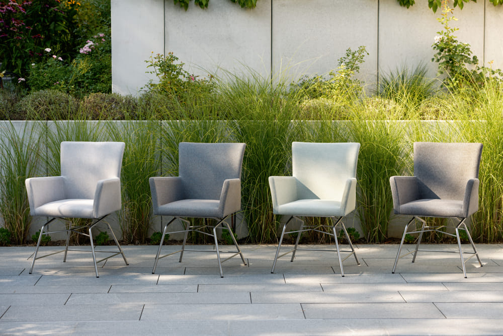 Stern Möbel Gartenmöbel Outdoorstoff Schick gemütlich Geflecht Sessel Outdoorstoff Garnitur