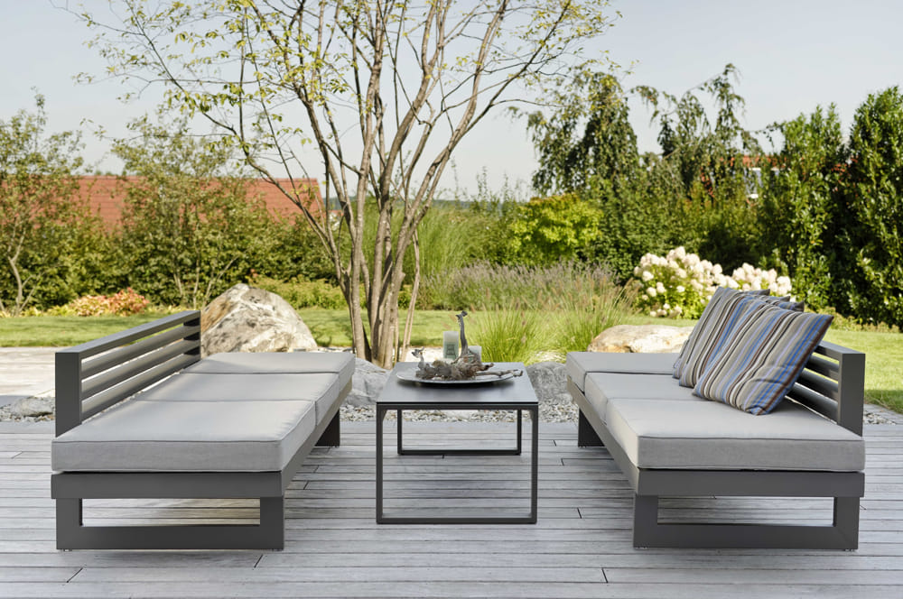 Stern Outdoormöbel Outdoorstoff Lounge anthrazit Tisch genmütlich 